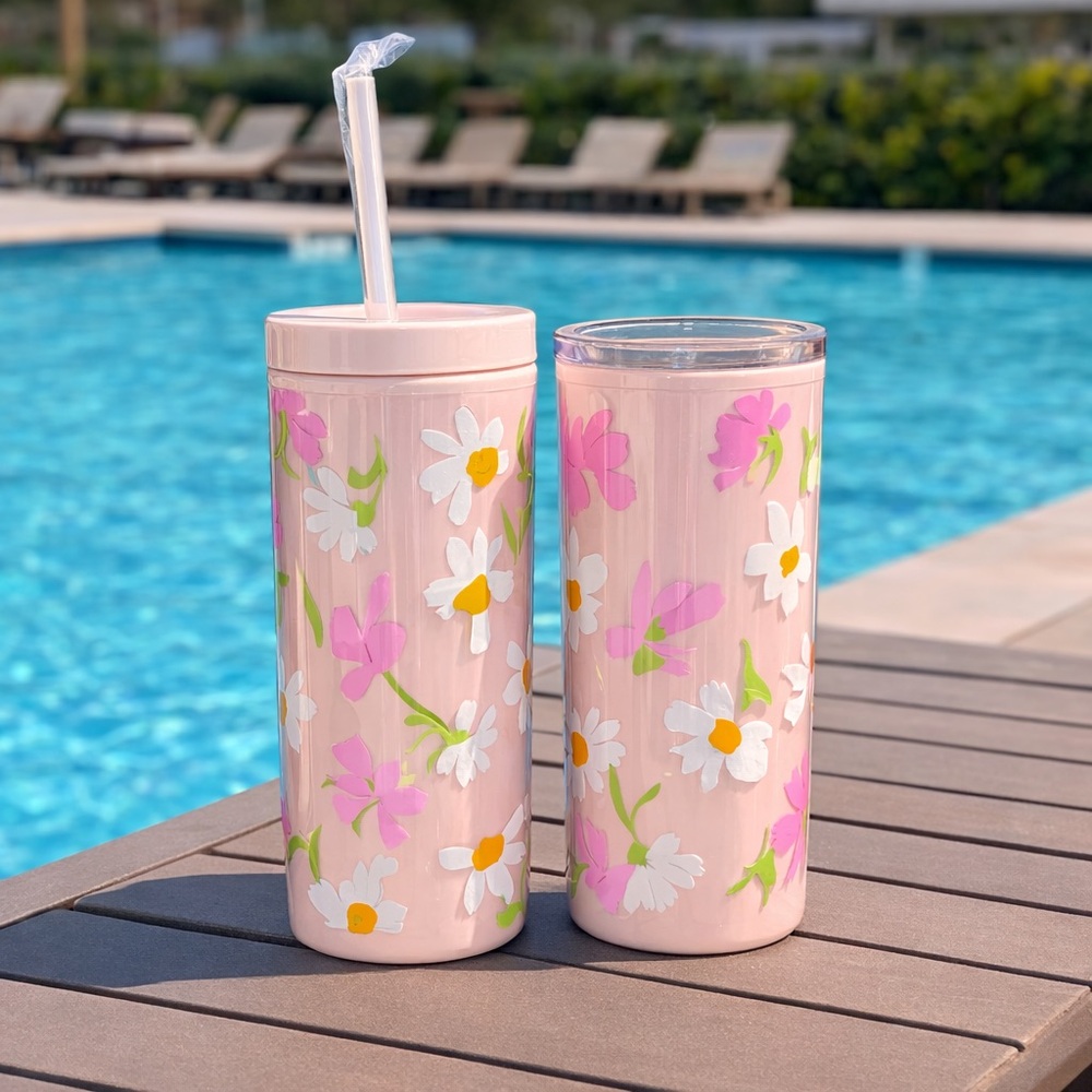 Kate Spade New York Floral Waltz Tumbler with Straw and Thermal Mug Gift Box Set